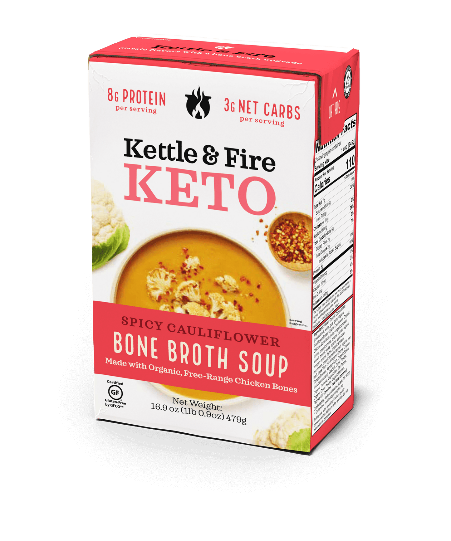 KETTLE FIRE Spicy Cauliflower Keto Soup 16.9oz