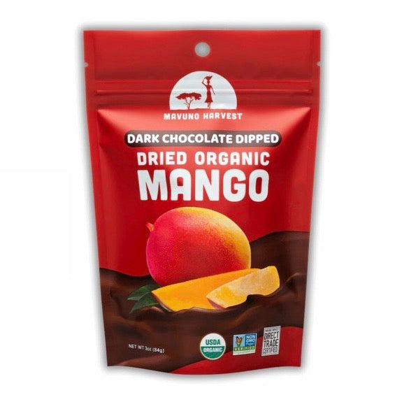 Mavuno Harvest’s Dark Chocolate Dipped Dried Mango