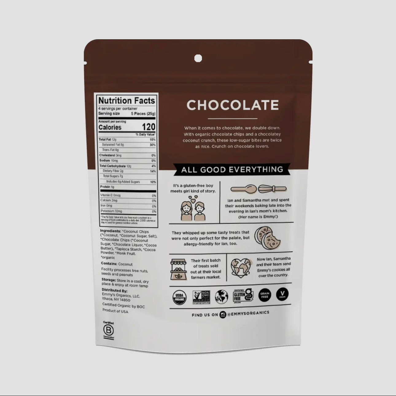 Emmy’s Organics Chocolate Coconut “Crunch-ems” 3.5 oz