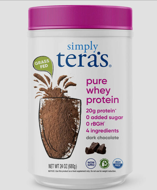 Simply Tera’s Pure Whey Protein- Grass-fed- Dark Chocolate 1.5lbs