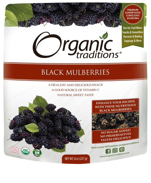 Organic Traditions Black Mulberries - 8 oz