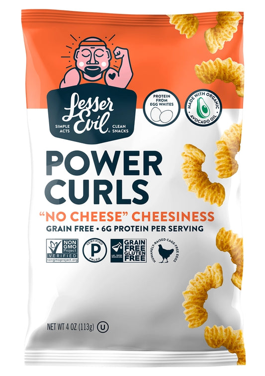 Lesser Evil Power Curls, No Cheese Cheesiness 4 oz