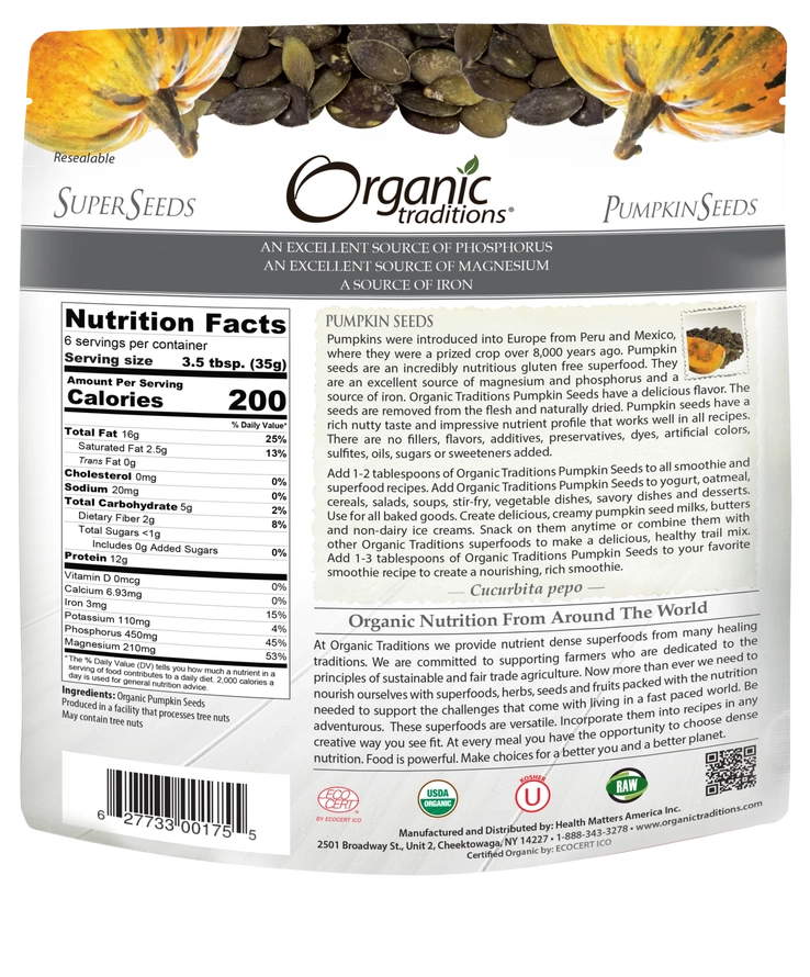 Organic Traditions Pumpkin Seeds 8oz