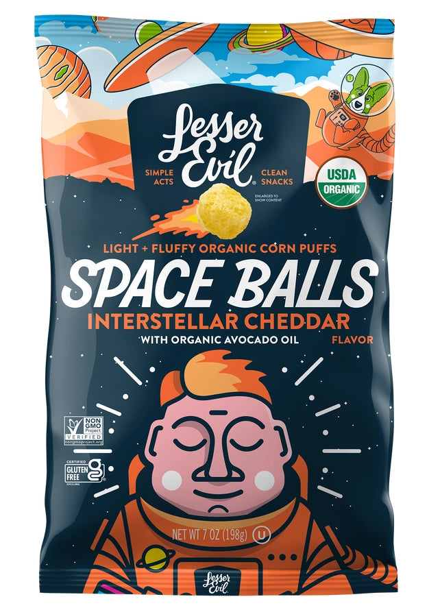 Lesser Evil Space Balls, Interstellar Cheddar, 7oz